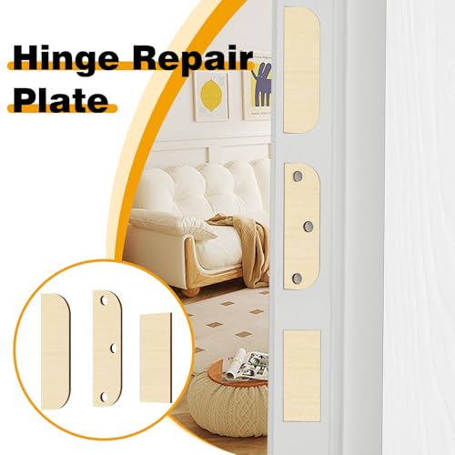 MorningRo 24 Set 3. 5 Inch Hinge Repair Wooden Plate Door Hole Spacers Cover Plate Hinge Filler Wood Repair Kit Door Shim Bulk Kitchen Cabinet Hinges Cabinet Blank with 56 Double Sided Tape(Log)