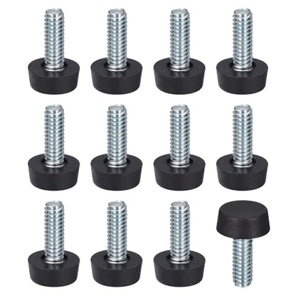uxcell Adjustable Furniture Feet, 12Pcs 1/4"-20 UNC Thread - Furniture Leveling Leg Screw in Threaded for Table, Chairs, Sofa, Wardrobe (Black)