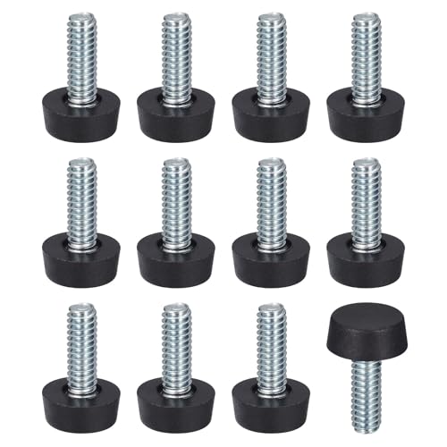 uxcell Adjustable Furniture Feet, 12Pcs 1/4"-20 UNC Thread - Furniture Leveling Leg Screw in Threaded for Table, Chairs, Sofa, Wardrobe (Black)