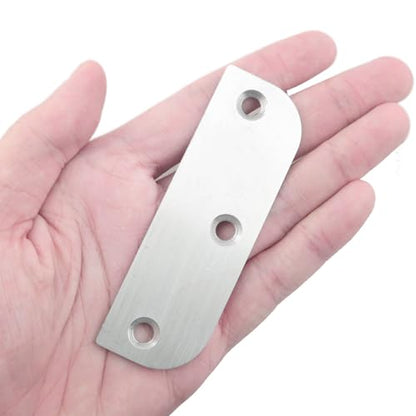 CHENJIN 3PCS Stainless Steel Door Hinge Filler Plate 3.5 inch Silver with 9 Screws Hole Cover Blank Hinge Spacer