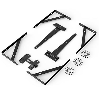 Fence Gate Frame Kit with 8 inch Hinges and Gate Latch, Includes Corner Brace Brackets, Suitable for Wooden Shed Doors and Barn Doors - size: 8 Inch