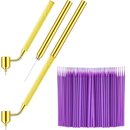 Tondiamo 100 Pack 0.5 mm Touch up Paint Brushes Repair Pen Gold Paint Applicator Fluid Writer Pen Detailing Disposable Micro Applicator for Auto Repair Chip Automotive Scratch(Purple) - color: Purple