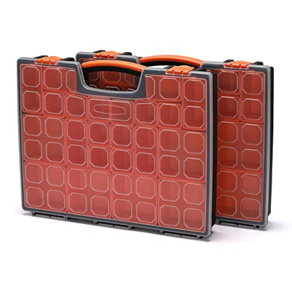 EMENTOL 2PCS Multi-Purpose Portable Organizer Box Set with 44-Removable Compartments, 2 Pieces Professional Boxes with Dimension 16.2"L*13"W*2.3"H - size: 2 PCS