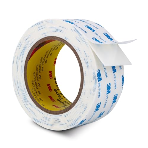 3M Double Sided Tape Heavy Duty 2 in x 16.5ft, Strong Double Sided Mounting Tape, PE Foam Tape Strips for Crafts Picture Hanging Poster Alarm Sensor Arts DIY Home Deco - size: 2.0"x16.5Ft
