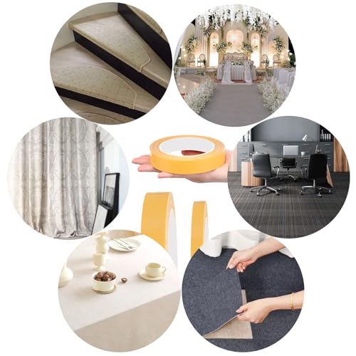 2 Sizes Clear Double Sided Fabric Tape Strong Adhesive Double Stick Carpet Tape 0.8in x 66ft, 0.4in x 33ft Heavy Duty Mounting Tapes Removable Gauze Tapes for Carpets Pictures Posters Cloth Craft