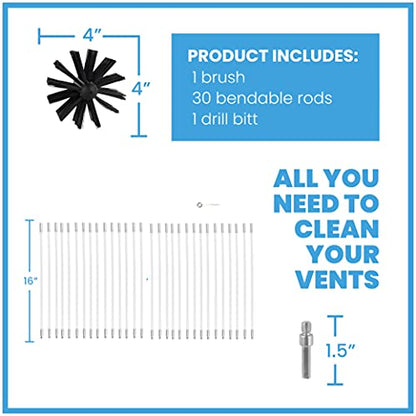 The Professional Dryer Vent Cleaner Kit -(40-Feet) Innovative Lint Remover Reusable Strong Nylon| Flexible Lint Brush with Drill Attachment for Faster Cleaning - size: 40 Feet