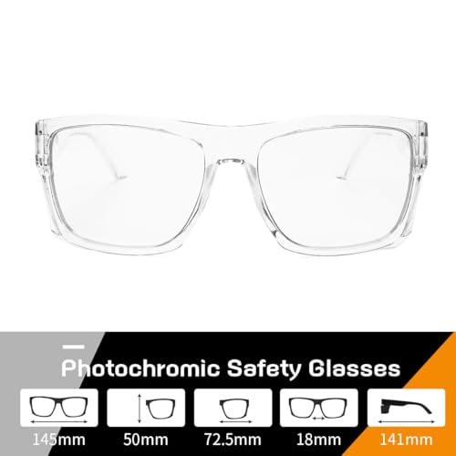 TransitionSafetyGlaseswith ANSI Z87+ImpactApproved Wraparound&Anti Bluelight UV400 - color: Clear