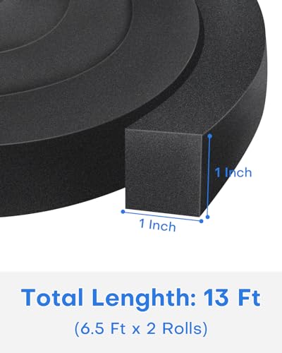2Packs Air Conditioner Foam Tape with Adhesive, 1''X1''X 6.5 Ft Window Weather Stripping, High Resilience Ac Window Seal Kit Foam Insulation for Winter Summer (6.5ft X 2 Rolls, Black) - color: 2 PCS, size: 1''x1'' Black