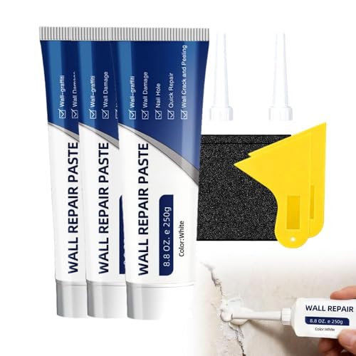 2026 New Drywall Patch Repair Kit with Scraper, Wall Mending Agent White Spackle Wall Repair Paste Wall Repair Agent Tile Gap Filler for Holes Cracks Nail Holes, Dents Small Damage (3 PCS) - color: 3 PCS