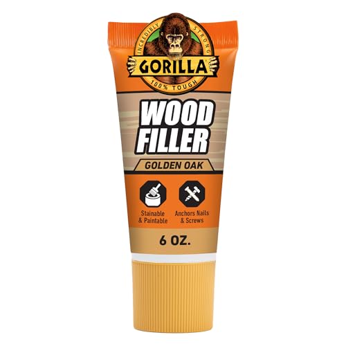 Gorilla All Purpose Wood Filler, Golden Oak Color, 6 Ounce Tube (Pack of 1) - Water Resistant for Indoor or Outdoor Projects and Repairs - color: Golden Oak, size: 1 - Pack