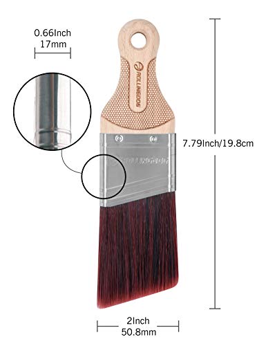 ROLLINGDOG 2 Inch Trim Brush - Short Handle Angled Paint Brush for Painting Walls, Furniture, Cutting in, Trim, Detail Painting - color: Wooden Handle(pack of 1)