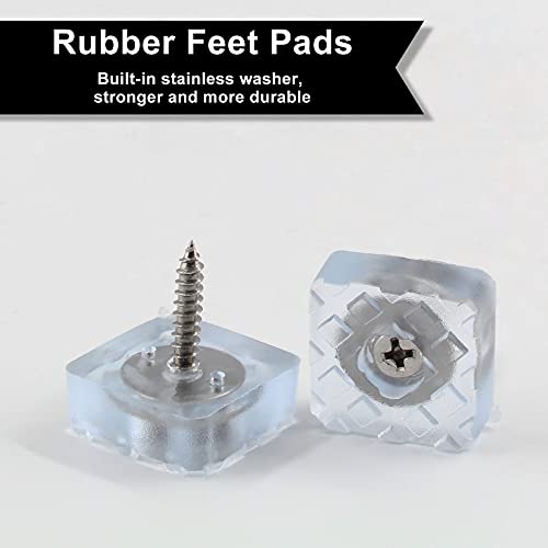 Bonsicoky 20Pcs 0.87Inch/22mm Rubber Furniture Pads with Screws, Clear Square Non Slip Furniture Feet Heavy Duty Couch Feet Covers for Chair, Table, Desk, Sofa - size: 22mm (Square, Clear)
