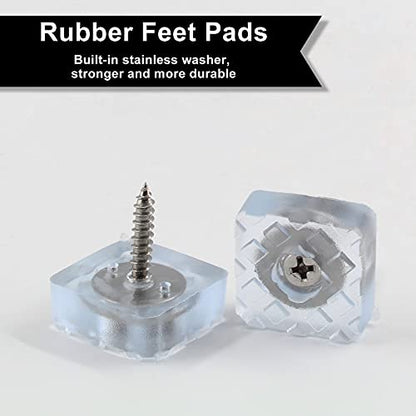 Bonsicoky 20Pcs 0.87Inch/22mm Rubber Furniture Pads with Screws, Clear Square Non Slip Furniture Feet Heavy Duty Couch Feet Covers for Chair, Table, Desk, Sofa - size: 22mm (Square, Clear)