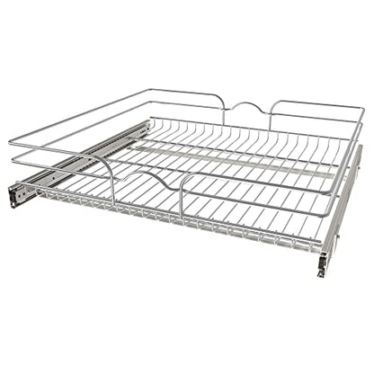 Rev-A-Shelf Kitchen Cabinet Pullout Shelf and Drawer Organizer Slide Out Pantry Storage Basket in Multiple Sizes, 24 x 22 In, 5WB1-2422CR-1 - size: 24" W X 22"d, style: Single Tier