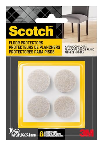 Scotch Felt Pads, Felt Furniture Pads for Protecting Hardwood Floors, Round, 1 in. Diameter, Beige, 16 Pads - style: 16 Pads