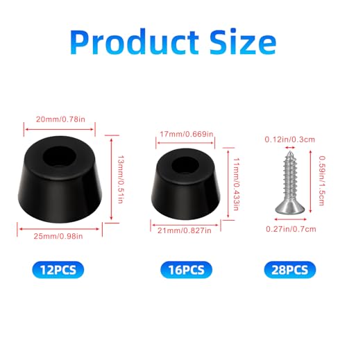 56PCS Cutting Board Feet Non Slip with Stainless Washer Screws,Large Size and Small Rubber Feet for Cutting Board, Electronics,Furniture