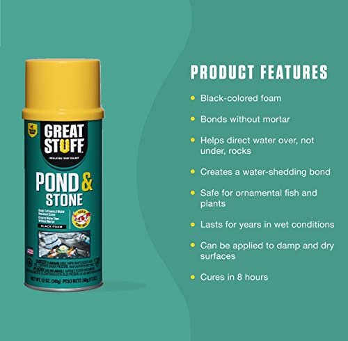 GREAT STUFF Pond & Stone Gap Filler | Insulating Foam Sealant, 12 oz. Can – Black - size: Each, style: Pond & Stone