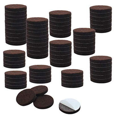 uxcell 70pcs Furniture Pads Round 1" Self-stick Non-slip Anti-scratch Felt Pads Floors Protector Dark Brown - size: 25 x 5mm
