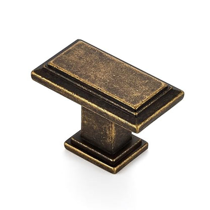 Ravinte Cabinet Knobs Rectangular Kitchen Drawer Knobs for Cabinets and Dresser (Antique Brass, 1 Pack) - color: Antique Brass
