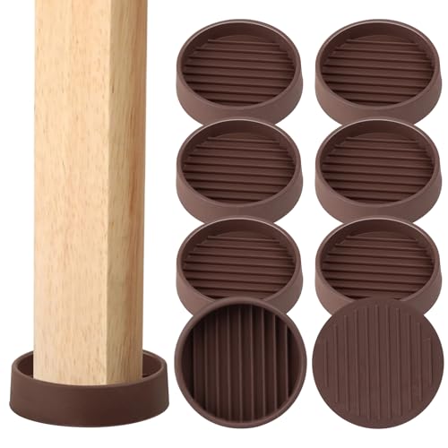 Rubber Non-Slip Furniture Pads-8 PCS 2 inch Furniture Casters Cup for Hardwood Floors, Rubber Feet Floor Protector for Bed Sofa Table and Chair Stopper (Round, Brown) - size: 8PCS 2" x 2" Brown