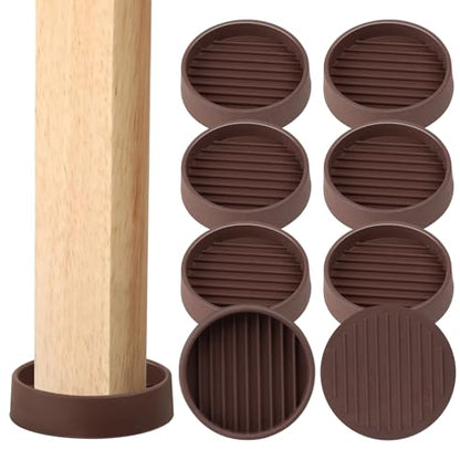 Rubber Non-Slip Furniture Pads-8 PCS 2 inch Furniture Casters Cup for Hardwood Floors, Rubber Feet Floor Protector for Bed Sofa Table and Chair Stopper (Round, Brown) - size: 8PCS 2" x 2" Brown