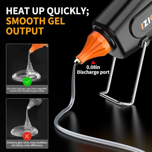 IZIO Professional Hot Glue Gun Kit-100W Fast Heat, 21 Glue Sticks(7/16"), Detachable Anti-Scald Nozzle & Durable Pouch | Heavy lightweight for diy projects, home repairs,ergonomic grip,Black gluegun - color: Black