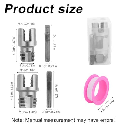 2pcs PVC Pipe Threading Threader Tool Kit, Integrated Internal & External Pipe Thread Cutting Tool with 1/2'' & 3/4'' Dies Set with 2 Roll Seal Raw Tapes for Electric Drill