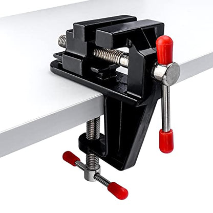 Mesee Universal Mini Table Bench Vice Small Walnut Clamps Workbench Carving Drill Press Clamping Vise for Jewelry Nuclear Watch Repairing DIY Craft Sculpture Clip On Tool - Black