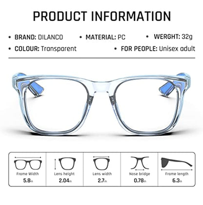 DILANCO Clear Safety Glasses Goggles With Side Shields for Women Men,Fog & Scratch-Resistant Complete UV Protection Eyewear - color: Blue