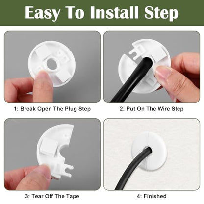 Sibba 2 PCS Wall Grommets for Cables White ABS Cable Pass Through Kit for Starlink Ethernet Wire Hole Cover & Walls Bushing Neat Cable Routing Accessories for Cables Wall Bushing Feed Throgh(1.57in)