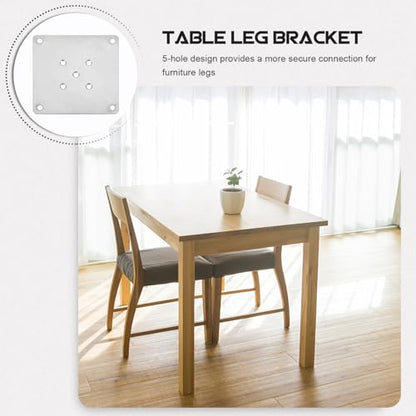 UKCOCO 8pcs Table Leg Bracket 5-Hole Flat Furniture Leg Mounting Plate, Zinc Plating, Silver, 3.93x3.93x0.07inch, for Sofa, Table, Chair, Easy Installation