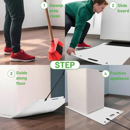 Large Appliance Slider with Pull Strap,Furniture Moving Sliders for Floor Protection Premium Moving Mat for Tile Carpet and Hardwood Floor - size: 49'' x 30'' White