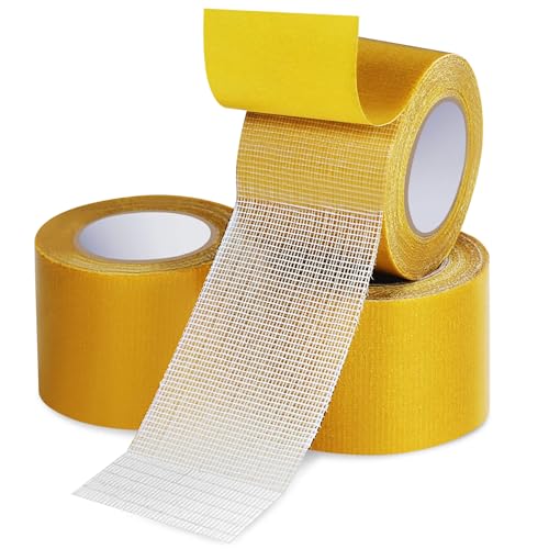 3 Rolls Tearable Double Sided Tape - 2”x 33 Ft Per Roll Heavy-Duty Removable Adhesive No-Scissors Hand-Tear Design Strong Hold No Residue Waterproof Multipurpose Mounting Tape for Carpets Photo Walls