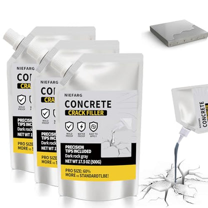 Concrete Crack Filler for Driveway, High Elasticity Cement Crack Filler, Self Leveling Quick Drying Sealing Adhesive for Outdoor, Patio, Waterproof (3.3 LB) - size: 53.0 fl oz (3.3 lb)
