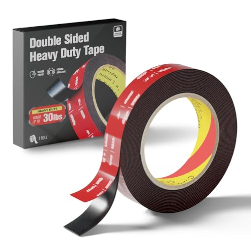Double Sided Heavy Duty Mounting Tape, 16.5 FT × 0.94 in, Waterproof, High Temp Resistant, for Automotive Trim, LED Strips, Home & Office Décor - size: 16.5FT x 0.94in (Wide Roll)
