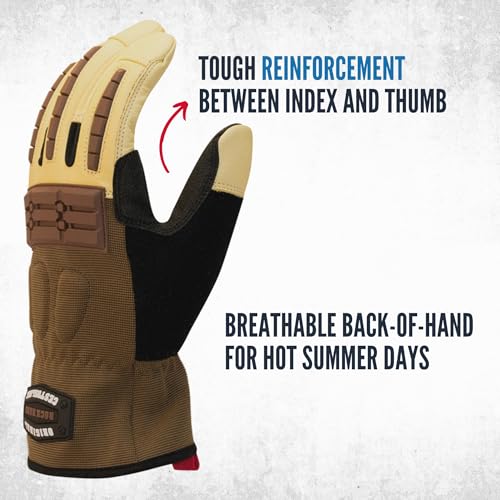 Cestus RH Original, Goatskin Leather Work Gloves for Men, Heavy Duty Working Gloves for Construction, Warehouse, Gardening - size: Large