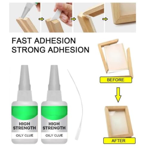 2pcs High Strength Oily Glue Universal Superglue,Mighty Instant Glue for Resin Ceramic Metal Glass Used for Quick Repair of Metal, Plastic, Wood, Glass, Jade and So On