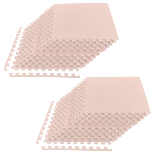 Foam Floor Tiles - 96sqft Soft Nontoxic Baby Play Mat - Interlocking Puzzle Mat for Baby, Kids Playroom, or Home Gym Flooring by Stalwart (Light Pink) - color: Light Pink