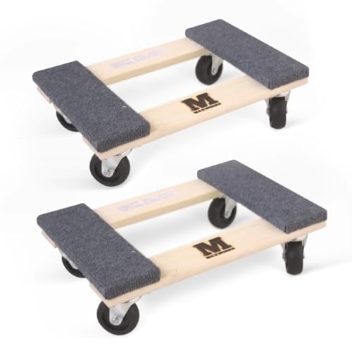 MaxWorks 50856 1320 lbs. Capacity 18 in. x 12 in. Hardwood Furniture Moving Dolly, KD Version Two Pack - color: Natural, size: 18 in x 12 in