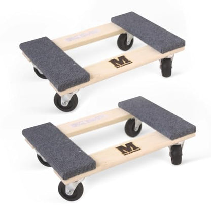 MaxWorks 50856 1320 lbs. Capacity 18 in. x 12 in. Hardwood Furniture Moving Dolly, KD Version Two Pack - color: Natural, size: 18 in x 12 in