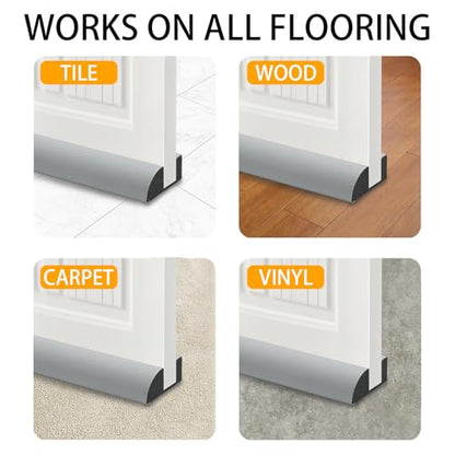 2 Pack Pack Door Draft Stopper 36" Adjustable Under Door Draft Stopper Soundproofing 30 Inch to 36 Inch Noise Blocker Seal Large Gap up to 1.2", Easy to Install Grey - color: Gray