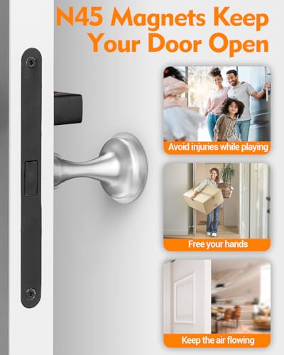 Door Stoppers Magnetic Door Catch, Stainless Steel Magnetic Door Stop 2 Pack, Double-Sided Adhesive Tape, No Drilling, Screws for Stronger Mount, Holder Your Door Open for Wide Doors - style: 2 Pack-Silver