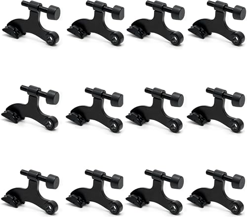 12 Pack Hinge Pin Black Door Stopper, Adjustable Heavy Duty Hinge Pin Door Stop with Black Rubber Bumper Tips - color: Matte Black, size: 12