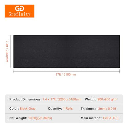 Grefinity Garage Floor Mat，7.4'x 17' Oil Spill Mat Heavy Duty Under Car Mat for Garage & Driveway, Protects Against Oil, Chemicals & Stains with TPE Anti-Leak Backing, Reusable & Washable - size: 7.4'x 17'