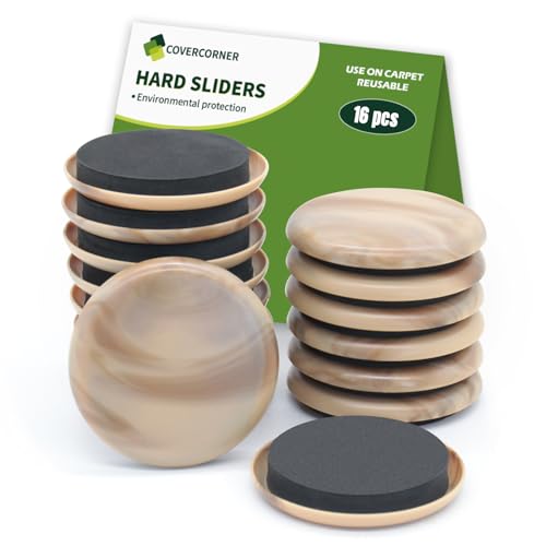 Furniture Sliders for Carpet 16 PCS - 2 1/2 inch Furniture Moving Slider Chair Legs Floors Protectors Furniture Movers Sliders – Move Your Furniture Easy & Safely(for Carpet) Beige Coffee - size: 16 PCS 2 1/2 inch Beige Coffee