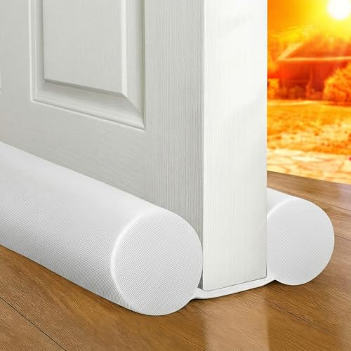 MAXTID Under Door Draft Blocker 36" Door Sealers for Bottom of Door Seal Strip Block Air Double Door Draft Stopper White Door Sweep Noise Cancelling Weather Seal - color: White, size: 36 in