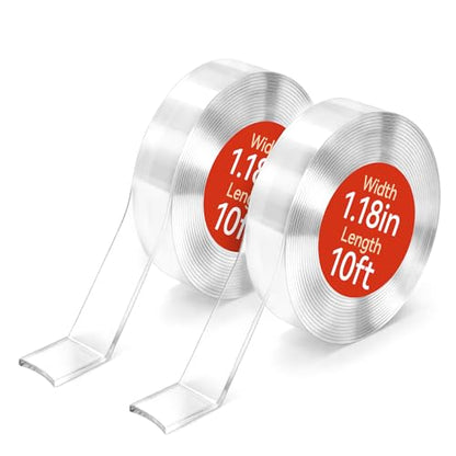 Comix Double Sided Tape Heavy Duty, 1.18" x 120"(10ft), Removable Washable Nano Tape, Residue-Free, Multipurpose Reusable Gel Mounting Tape, 2 Rolls - size: 10ft, style: 2 Pack