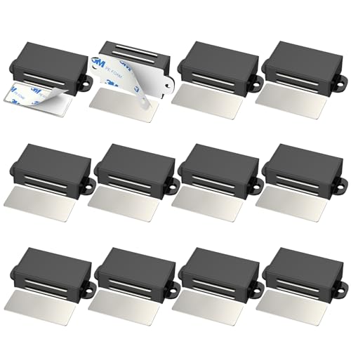 Jiayi 12 Pack Heavy Duty 17lb Magnetic Cabinet Catch Stainless Steel Self Adhesive Door Magnets for Kitchen Cupboard Drawer Closet Latch Closure Black - color: Black, size: 12 Pack