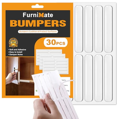 Anti Door Slam 30PCS, Door Slam Silencer, Clear Cabinet Door Bumpers, Rubber Bumpers Self Adhesive 2.5x0.4x0.08 inches - size: 30pcs Medium Thin