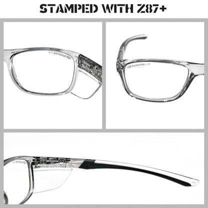HTS HUNTERSKY TR90NZZ Safety Glasses with Side Shield Small Size Women Men ANSI Z87 Anti Fog Scratch Resistant Lab Pickleball - color: Black/Gray 2 Pack